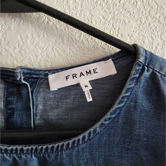 Frame Blue Ruffle Blouse Size Medium - Picture 6 of 16